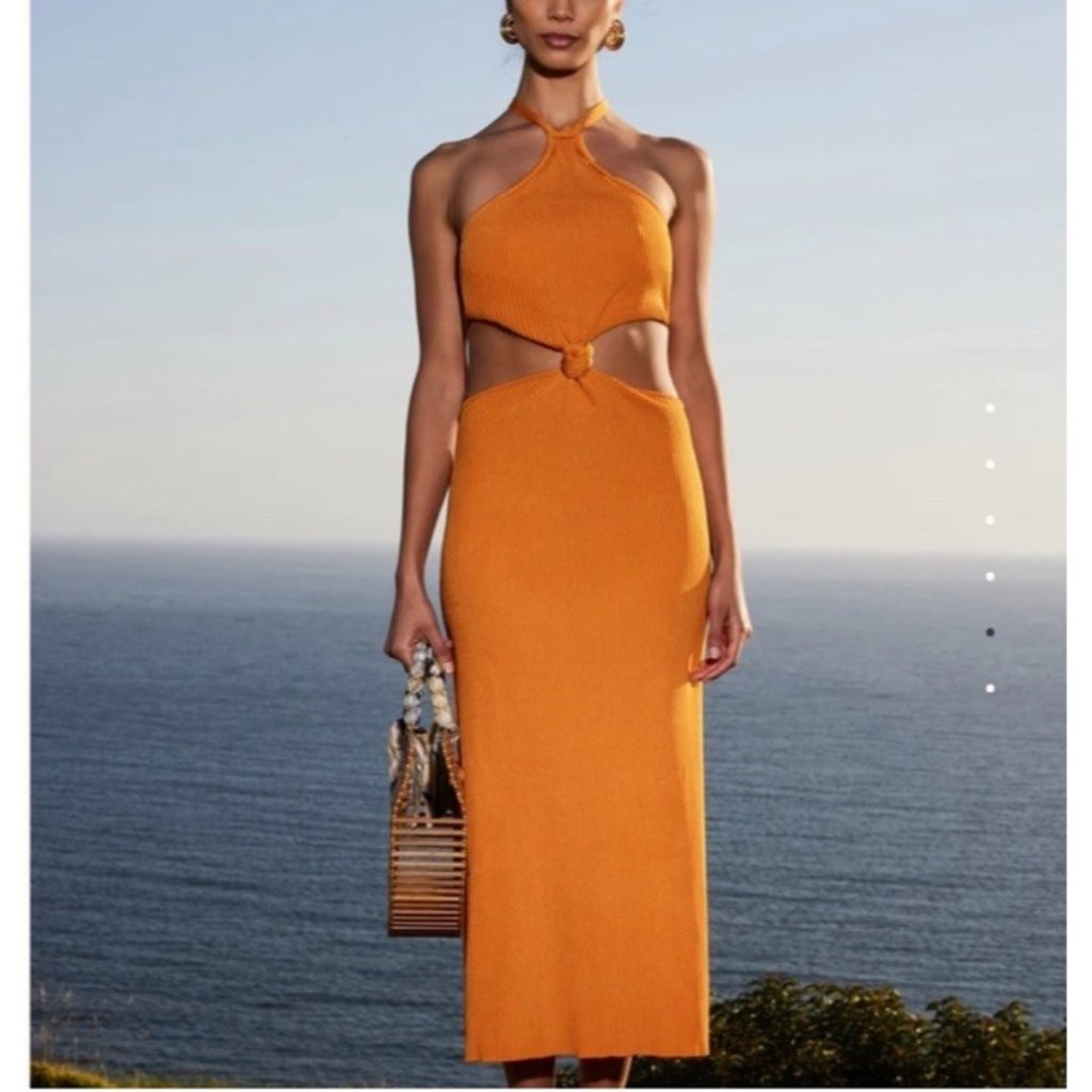 Cult Gaia Cameron Knit Dress In Marigold Orange